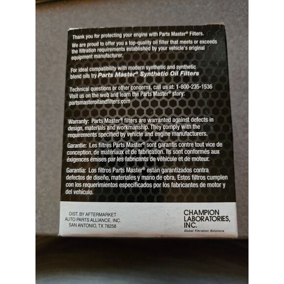 Engine Oil Filter Parts Master 67047 - Picture 2 of 3